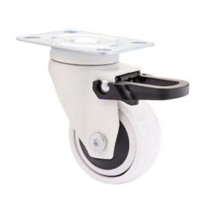 Designer Castor Soft White Wheel 50mm Swivel Braked 3C-Series