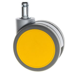 65mm Furniture Castors Yellow Twin Wheel 