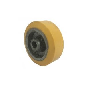 Yellow Polyurethane Wheel 63mm Cast Iron 10mm Plain Bore