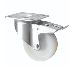 100mm Swivel Castors with Brake White Nylon Wheel