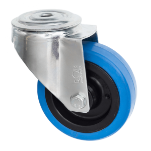 100mm Swivel Bolt Hole Castor Blue Rubber Wheel