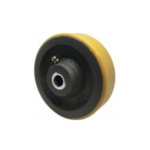 Yellow Polyurethane Wheel 100mm Cast Iron 12mm Roller Bearing