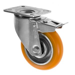 125mm Ergonomic Braked Caster with Apex Polyurethane Wheel