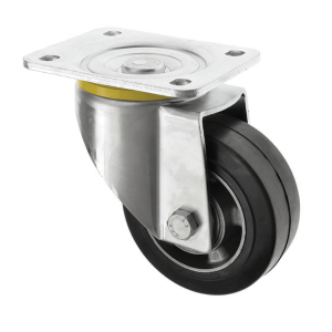 160mm Heavy Duty Swivel Castors Black Rubber Wheel