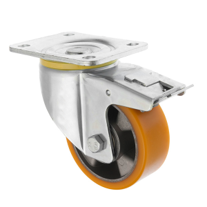 160mm Heavy Duty Braked Castors with Polyurethane Wheel