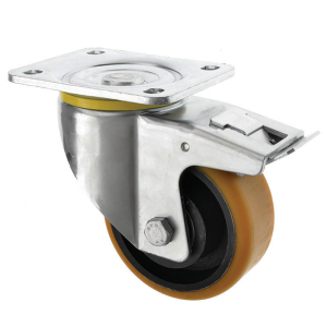 125mm Heavy Duty Braked Castors Polyurethane Wheel 