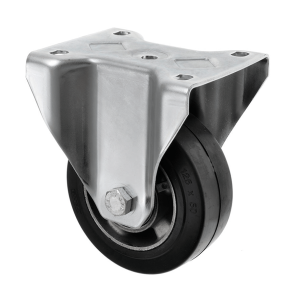 200mm Fixed Heavy Duty Castors Black Rubber Wheel