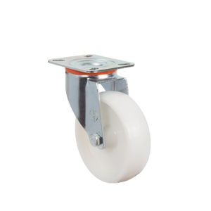 100mm Pressed Steel Swivel Castor with White Nylon Wheel