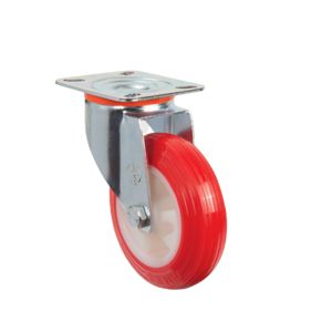 80mm Pressed Steel Castors with Red Polyamide Wheel