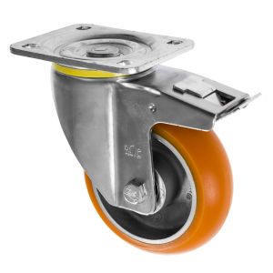 125mm Apex Heavy Duty Swivel Braked Castors with Polyurethane Wheel