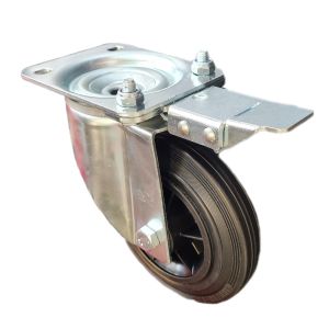 160mm Black Rubber Industrial Castors with Directional Lock