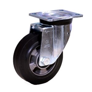 LAG 160mm Black Elasticated Rubber Wheel, Heavy Duty Swivel Castor