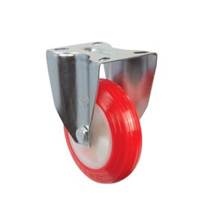 100mm Pressed Steel Fixed Castor with Red Polyamide Wheel