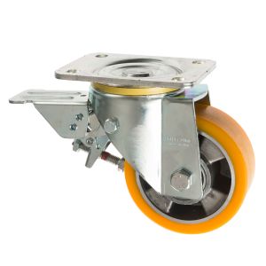 200mm Heavy Duty Leading Brake Castors with Polyurethane Castor Wheel