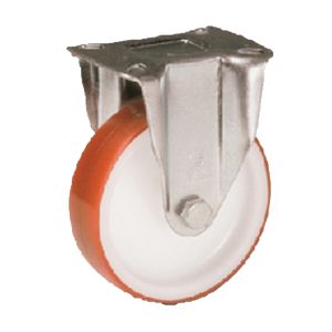 LAG 125mm Fixed Zinc Plated Steel Castor with Orange Polyurethane Wheel 