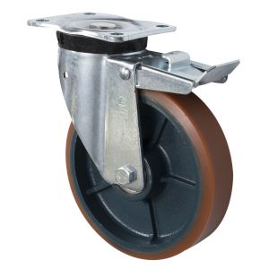 LAG 250mm Braked Heavy Duty Castor with Polyurethane Wheel 800kg Load