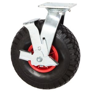 260mm Pneumatic Castor with Brake Puncture Proof Wheel 