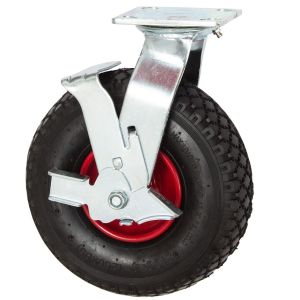 Pneumatic Castor with a Swivel Braked Pneumatic Rubber Wheel 260mm Diameter