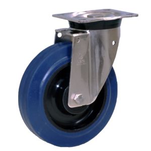 LAG 100mm Swivel Zinc Plated Steel Caster with Blue Elastic Wheel 