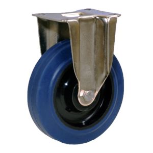 LAG 100mm Fixed Zinc Plated Steel Caster with Blue Elastic Wheel 