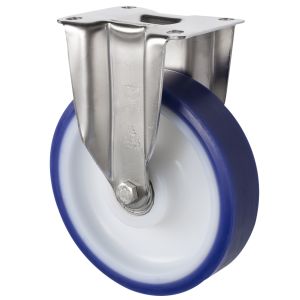 LAG 100mm Fixed Blue Polyurethane Caster Wheel with Top Plate Fitting