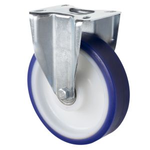 LAG 100mm Fixed Blue Polyurethane Castor Wheel with Top Plate Fitting