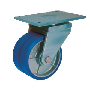 LAG 200mm Soft Polyurethane Tyre, Cast Iron Twin Swivel Castor