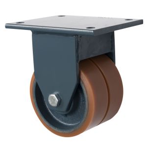 LAG Fixed Twin Wheel Cast Iron Caster with Polyurethane Tyre 