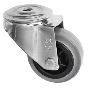 Grey Rubber Swivel Bolt Hole Castor 200mm