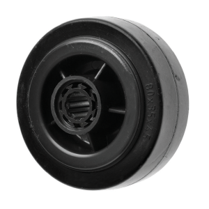 80mm Black Rubber Wheel with Roller Bearings 70kg Load