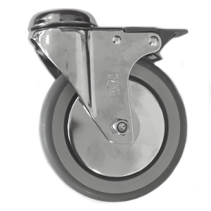 80mm Chrome Castors with Brake Bolt Hole Fitting