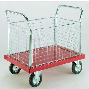 Designer Platform Trolley 4 Sides  Mesh Deck 1000 x 600mm Yellow