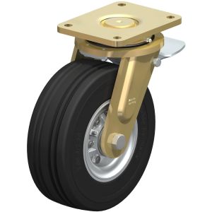 Heavy Duty Swivel Castor with Super Elastic Wheels and Leading Brake 250mm Diameter