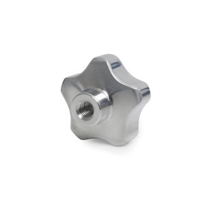 Handwheel Polished Aluminium M6 x 40mm Diameter