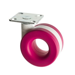 65mm Moebius Pink Furniture Castor Wheel with Plate