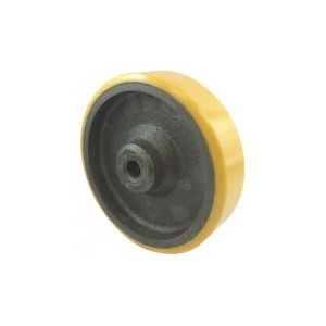 Yellow Polyurethane Wheel 100mm Cast Iron 12mm Plain Bore