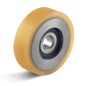 Yellow Polyurethane Guide Roller 40mm Diameter 10mm Ball Bearing