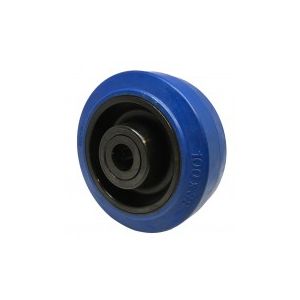 Blue Rubber Wheel 100mm x 15mm Roller Bearing