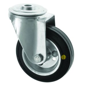 100mm Swivel Bolt Hole Castor Anti Static Rubber Wheel