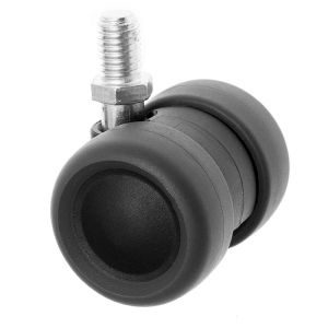 TW 40mm Low Level Twin Rubber Wheel Castors with a Threaded Stem