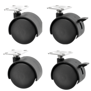 50mm Twin Wheel Furniture Castors 2 Swivel & 2 Braked