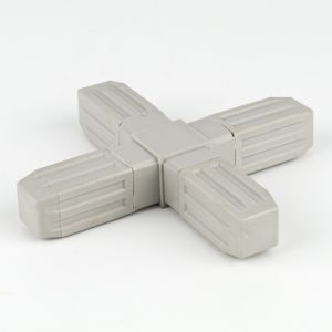 Square Tube Connector Joints 25mm 4 Way Flat Grey 