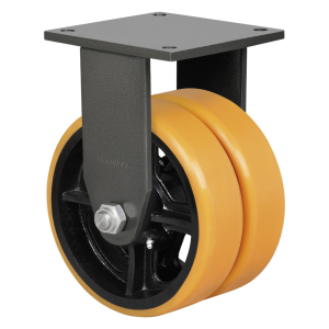 Fixed Heavy Duty Fabricated Castor with Twin Polyurethane Wheel 