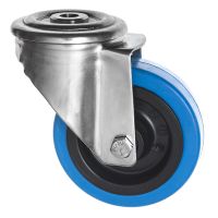 Stainless Steel Swivel Castors Blue Rubber Wheel