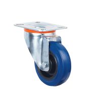 Pressed Steel Swivel Castors with Blue Polyamide Rubber Wheel