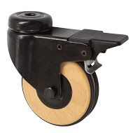 Braked Wood Series Castor with Black Finish and Black Rubber Trim