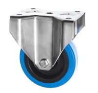 Stainless Steel Fixed castors Blue Rubber