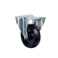 Pressed Steel Fixed Castors with Black Heat Resistant Wheel