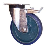 LAG Braked Pressed Steel P60 Castors Blue Polyurethane