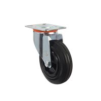 Pressed Steel Swivel Castors with Black Polypropylene Wheel